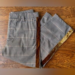 UO Houndstooth Plaid Pants Trousers With Gold Velvet Side Stripe Trim